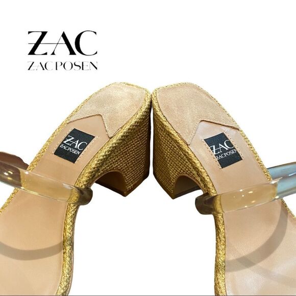 New ZAC Zac Posen Saint Cashew Slide Block Heel Sandals 7 - Picture 3 of 5